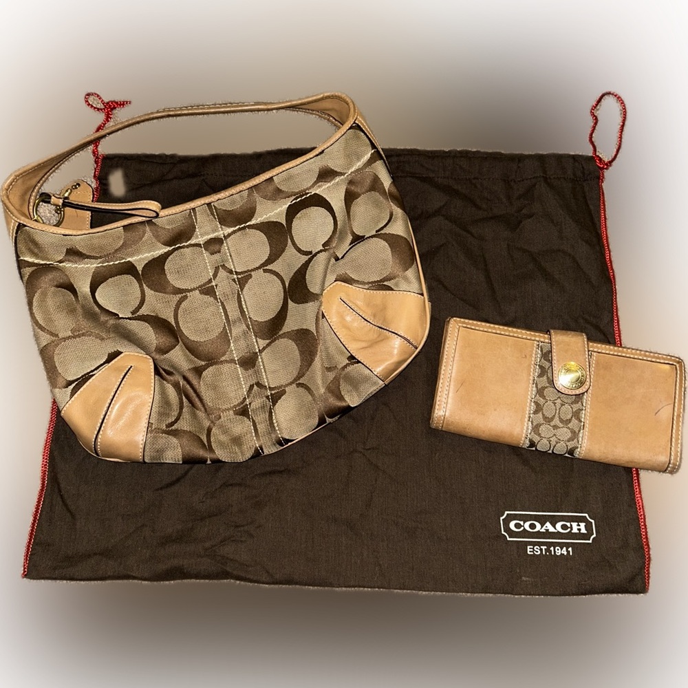 Coach Purse & Wallet 11600 Ergo Brown Signature Shoulder Bag with dust bag